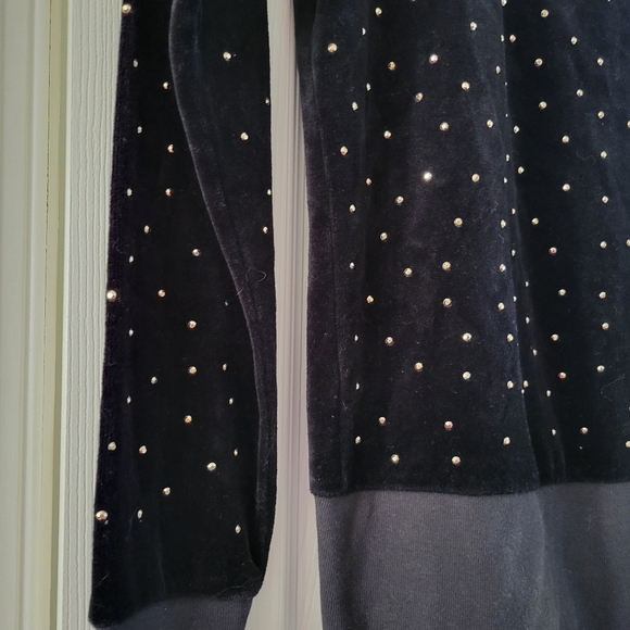 Juicy Couture Black Velour vintage Y2k Stud Sweatshirt size Medium - Picture 4 of 6